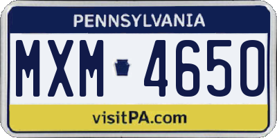 PA license plate MXM4650