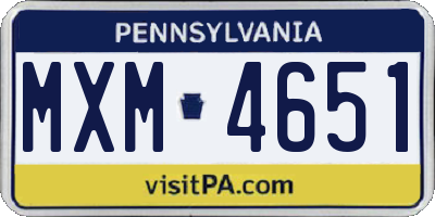 PA license plate MXM4651