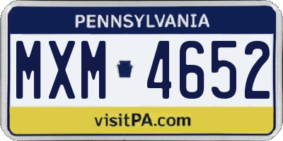 PA license plate MXM4652