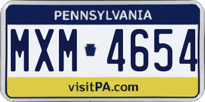 PA license plate MXM4654