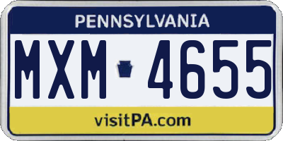 PA license plate MXM4655