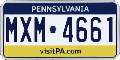 PA license plate MXM4661