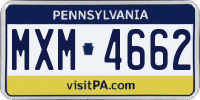 PA license plate MXM4662