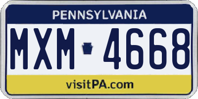 PA license plate MXM4668