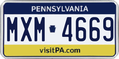 PA license plate MXM4669