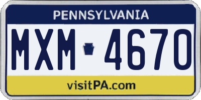 PA license plate MXM4670