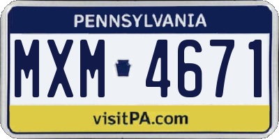 PA license plate MXM4671