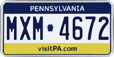 PA license plate MXM4672