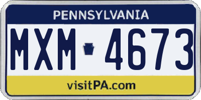 PA license plate MXM4673