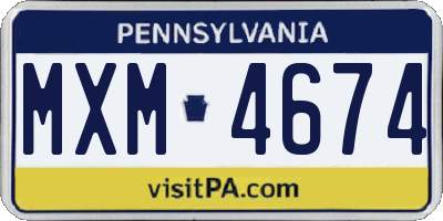 PA license plate MXM4674