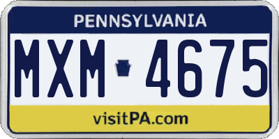 PA license plate MXM4675
