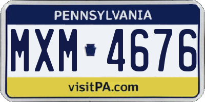 PA license plate MXM4676
