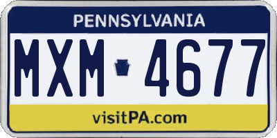 PA license plate MXM4677