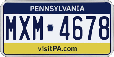 PA license plate MXM4678