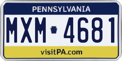 PA license plate MXM4681