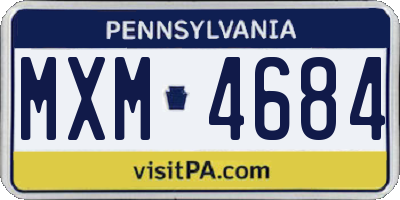 PA license plate MXM4684