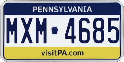 PA license plate MXM4685
