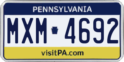 PA license plate MXM4692