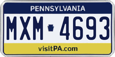 PA license plate MXM4693