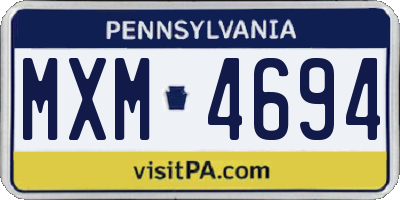 PA license plate MXM4694