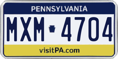 PA license plate MXM4704
