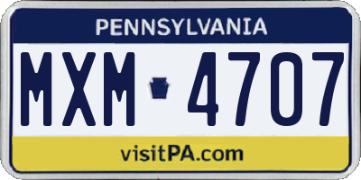 PA license plate MXM4707