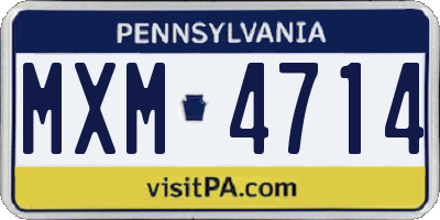 PA license plate MXM4714