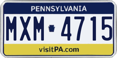 PA license plate MXM4715