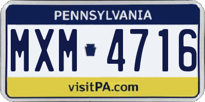 PA license plate MXM4716