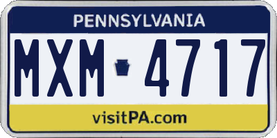 PA license plate MXM4717