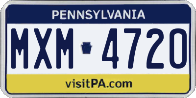 PA license plate MXM4720