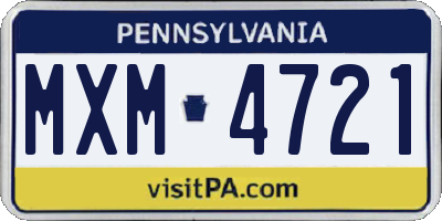 PA license plate MXM4721