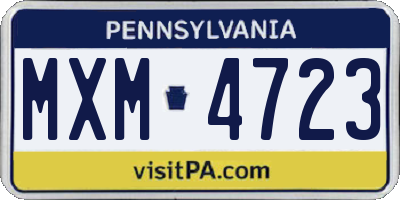 PA license plate MXM4723