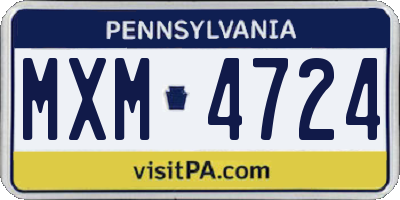 PA license plate MXM4724
