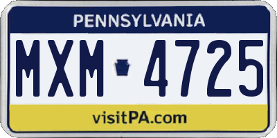 PA license plate MXM4725