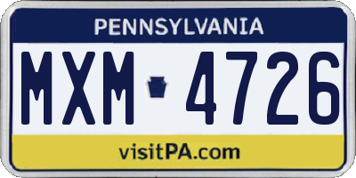 PA license plate MXM4726
