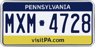 PA license plate MXM4728