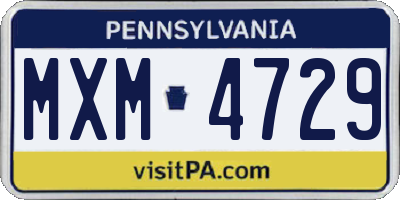 PA license plate MXM4729