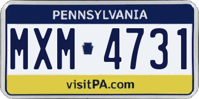 PA license plate MXM4731