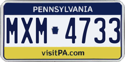 PA license plate MXM4733
