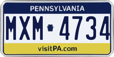 PA license plate MXM4734