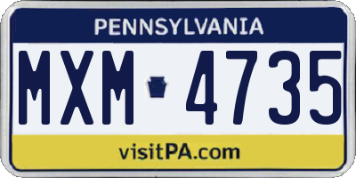 PA license plate MXM4735