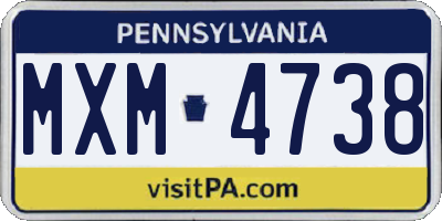 PA license plate MXM4738