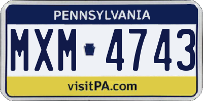 PA license plate MXM4743
