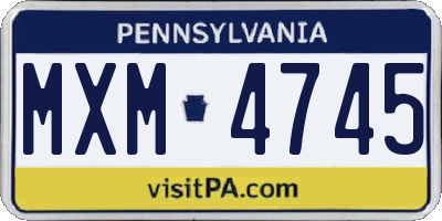 PA license plate MXM4745