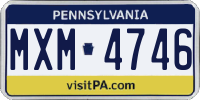 PA license plate MXM4746