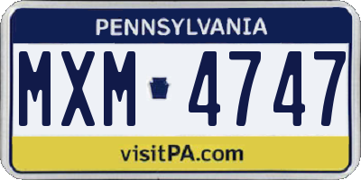 PA license plate MXM4747
