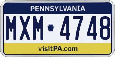 PA license plate MXM4748