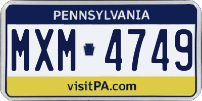 PA license plate MXM4749