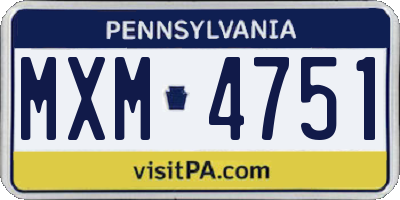 PA license plate MXM4751